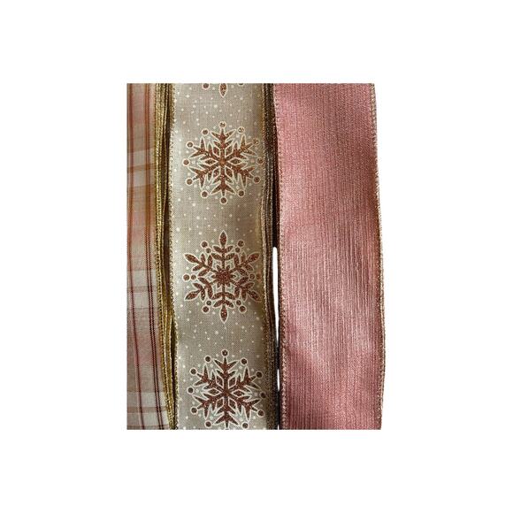 Blush Pink Snowman Sign & Ribbon Bundle | Winter Christmas Wreath Kit DIY Set - Picture 5 of 7